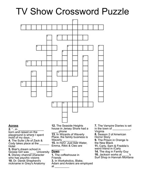 lead role in a tv show crossword